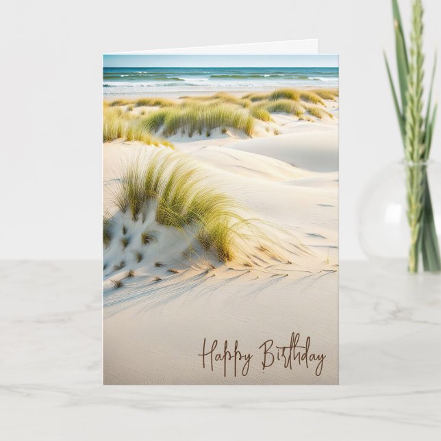 Tarjeta Beach Dune Grass Happy Birday (Anverso)