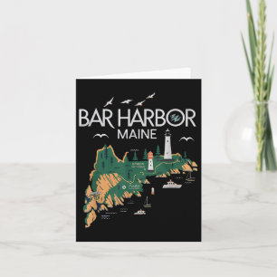 Tarjeta Beach Lighthouse Bar Harbour Maine