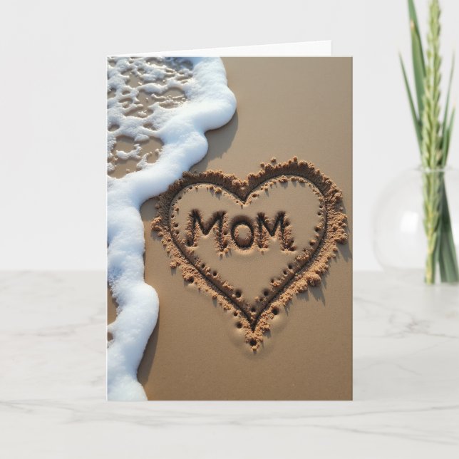 Tarjeta Beach Mom Sand Heart Message Card (Anverso)