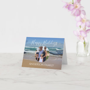 Tarjeta Beach Ocean Photo Happy Holidays Navidad Card