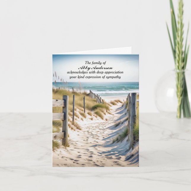 Tarjeta Beach Path In Sand Sympathy Gracias Card (Anverso)