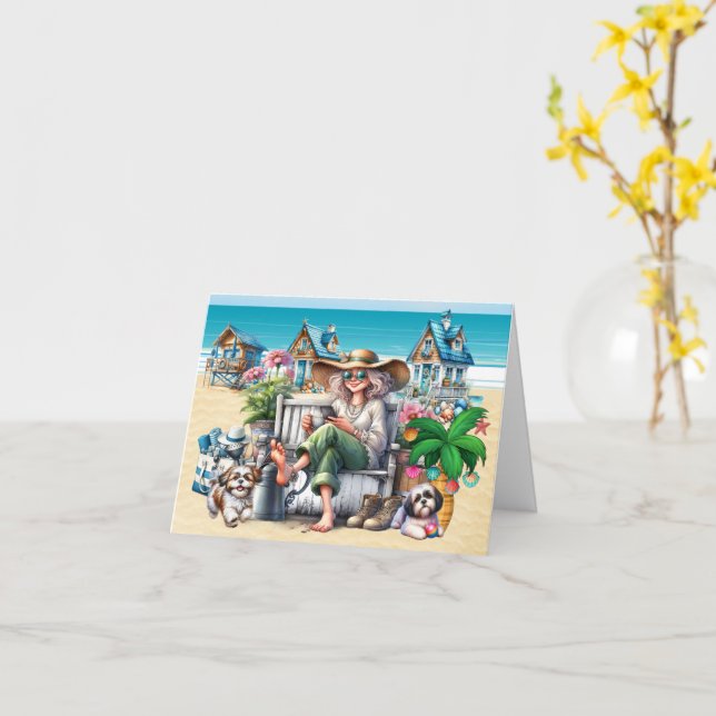 Tarjeta BEACH Personal, Real Estate, Business Christmas (flor amarilla)