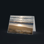 Tarjeta Beach Sunset Happy 70 cumpleaños<br><div class="desc">Feliz cumpleaños 70 con una foto de las olas en la playa al atardecer y un verso reflexivo.</div>