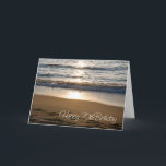 Tarjeta Beach Sunset Happy 70 cumpleaños<br><div class="desc">Feliz cumpleaños 70 con una foto de las olas en la playa al atardecer y un verso reflexivo.</div>