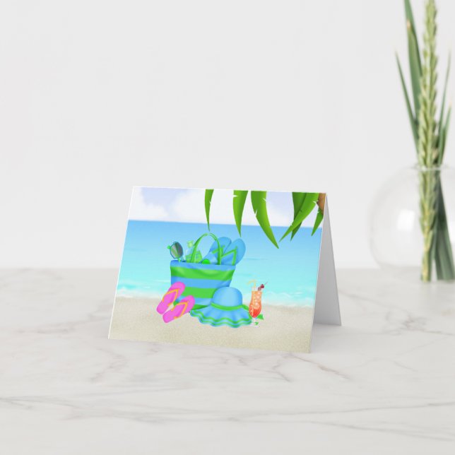 Tarjeta Beach Thinking of You Card con las tumbonas (Anverso)