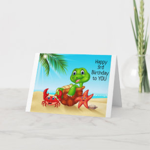 TARJETA BEACH TURTLE DICE *HÁBAMOS DIVERTIR EN TU TERCER C