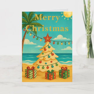 Tarjeta Beach Vibes Cute Message Inside Custom Christmas 