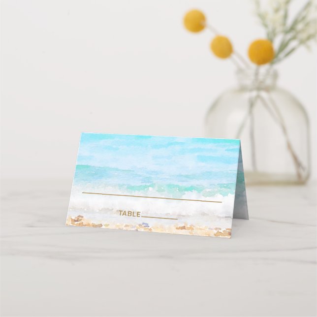 Tarjeta Beach Watercolor Place (Anverso)