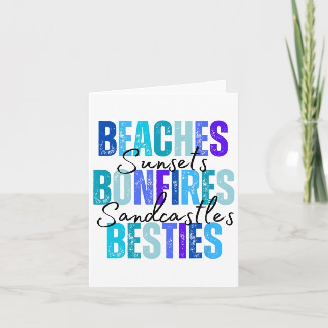 Tarjeta Beaches Bonfires Besties (Anverso)