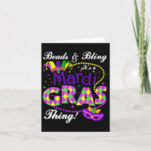 Tarjeta Beads and Bling It's A Mardi Gras Thing Holiday Sa