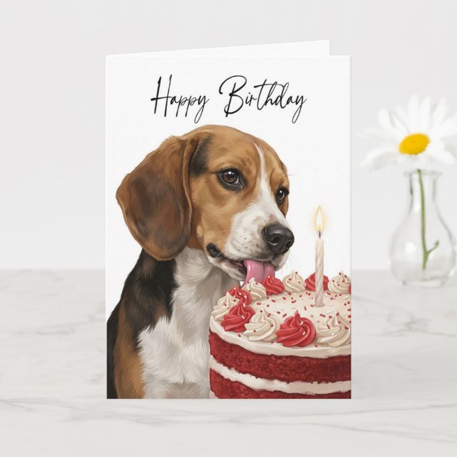 Tarjeta Beagle Birthday Cake Inspector (Planta pequeña)