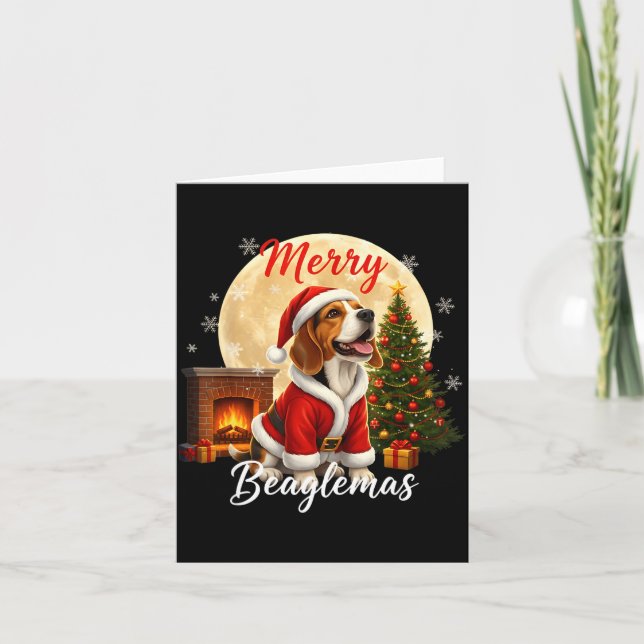 Tarjeta Beagle Christmas Beagle Costume Beagle Xmas Merry  (Anverso)