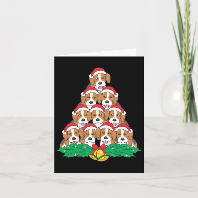 Tarjeta Beagle Christmas Tree Beagle Dog Lover Holidays (Anverso)