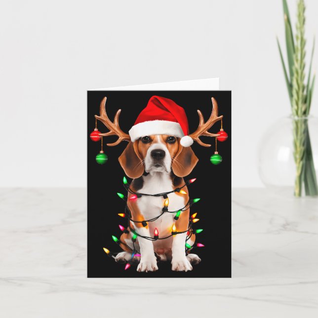 Tarjeta Beagle Christmas Tree Shirt Beagle Santa Hat Lover (Anverso)