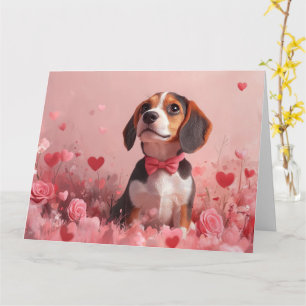 Tarjeta Beagle con Rosas - Día de San Valentín