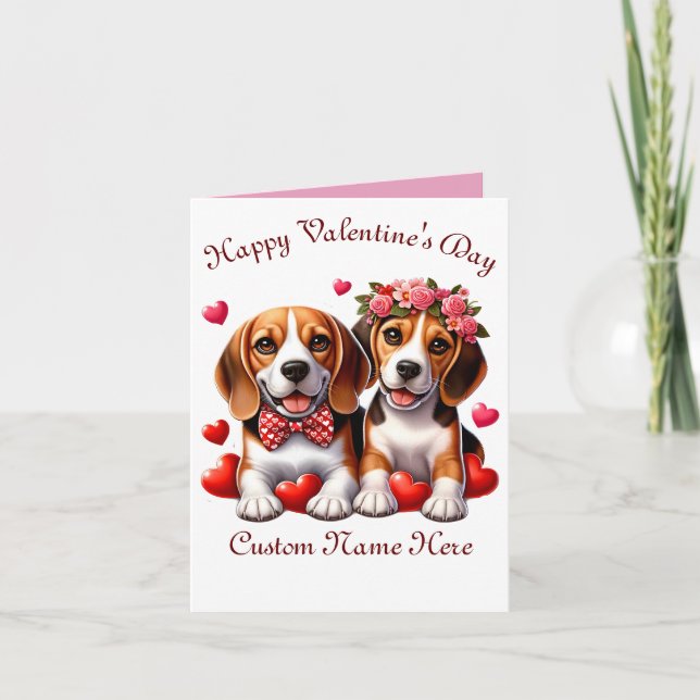 Tarjeta Beagle Couple Día de San Valentín (Anverso)