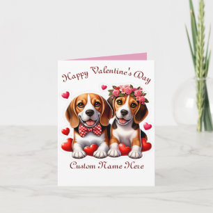 Tarjeta Beagle Couple Día de San Valentín