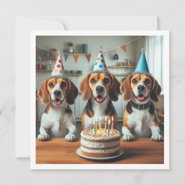 Tarjeta Beagle, cumpleaños Beagle, Beagle (Anverso)