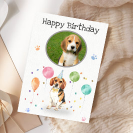 Tarjeta Beagle de la fiesta de cumpleaños le deja a perro