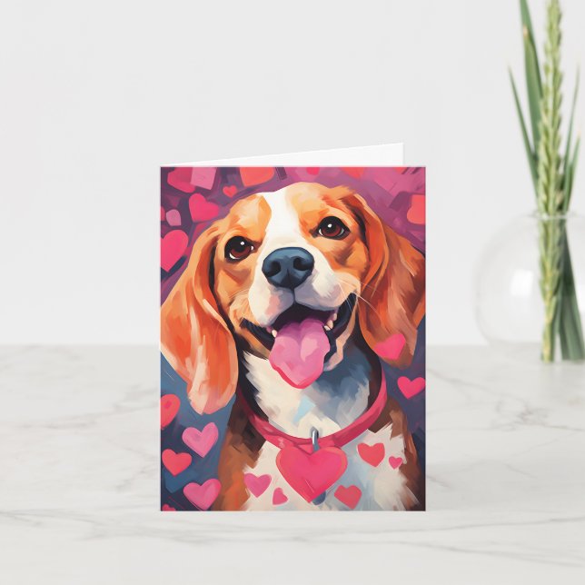 Tarjeta Beagle Día de San Valentín (Anverso)