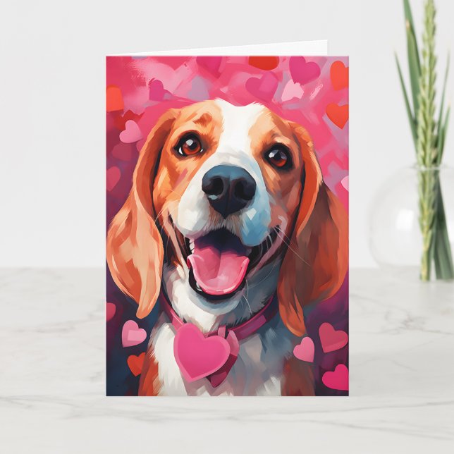 Tarjeta Beagle Día de San Valentín (Anverso)