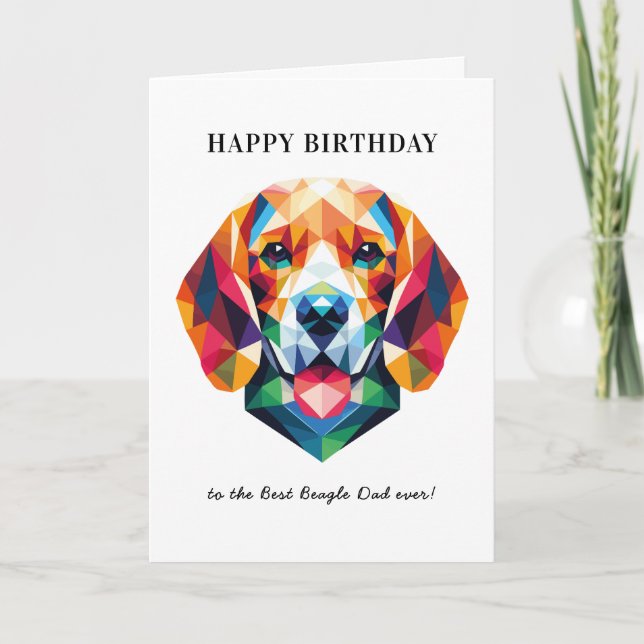 Tarjeta Beagle Dog Dad Personalizado Cumpleaños Moderno (Anverso)