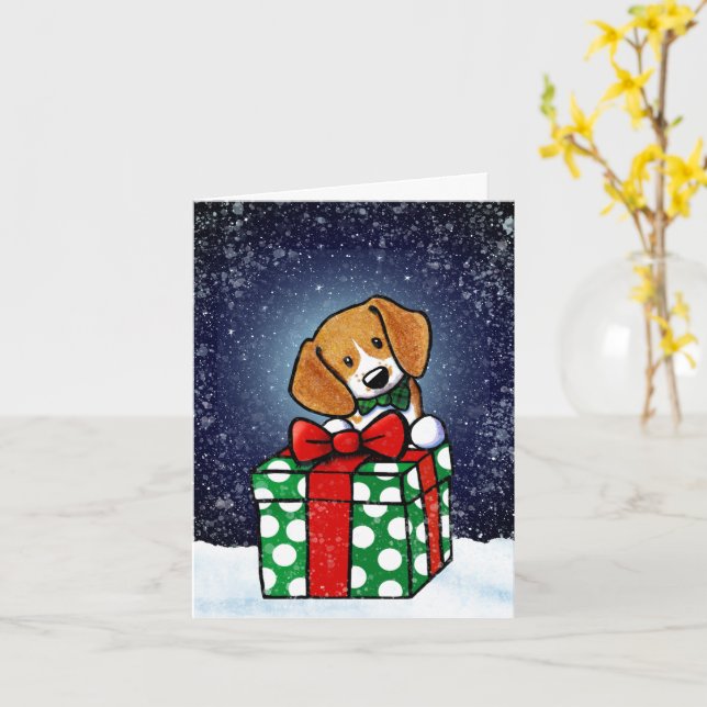 Tarjeta Beagle Dog Navidades Card (flor amarilla)