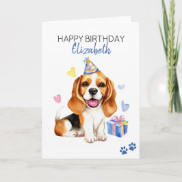 Tarjeta Beagle Dog Personalizado Feliz Cumpleaños