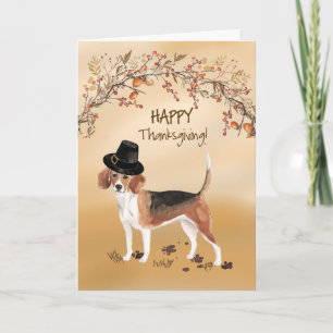 Tarjeta Beagle Funny Pilgrim Gorra Acción de Gracias