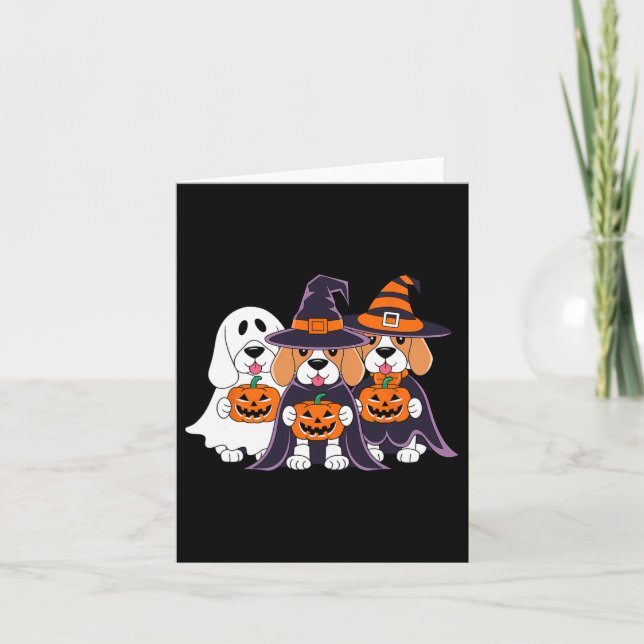 Tarjeta Beagle Ghost Pumpkin Halloween Diseño Para Amor Pe (Anverso)