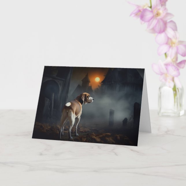 Tarjeta Beagle Halloween Espantoso (Orquídea)