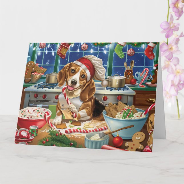 Tarjeta Beagle Holiday Baking: Navidades festivos (Orquídea)