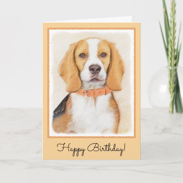 Tarjeta Beagle Hound Dog Pintura original de animales (Anverso)