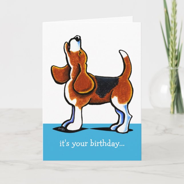 Tarjeta Beagle Howling Cumpleaños gracioso (Anverso)