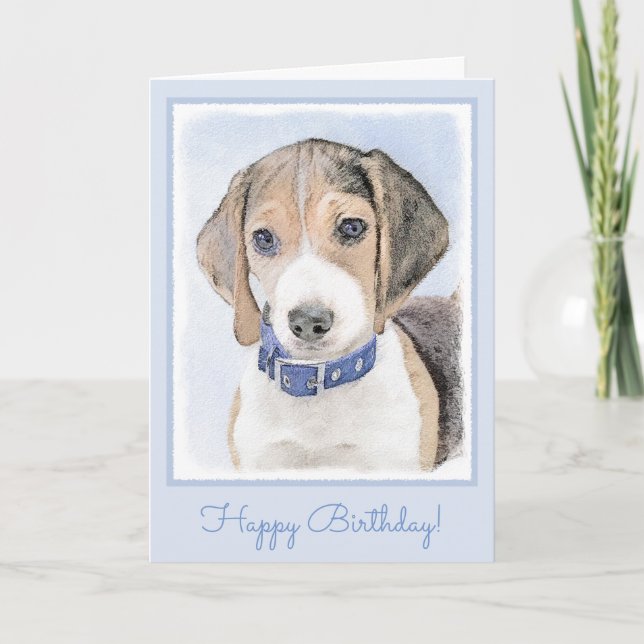 Tarjeta Beagle Painting - Cute Original Dog Art (Anverso)