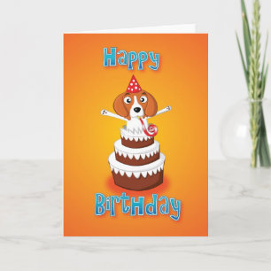 Tarjeta beagle - pastel - feliz cumpleaños