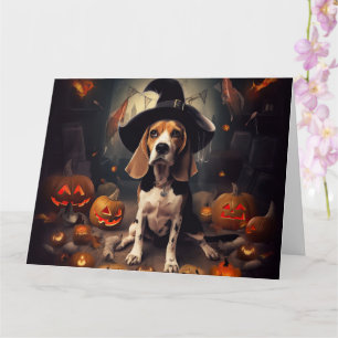 Tarjeta Beagle Pumpkins Halloween Scary