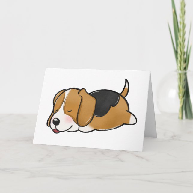 Tarjeta Beagle Sleeping Personalizado (Anverso)