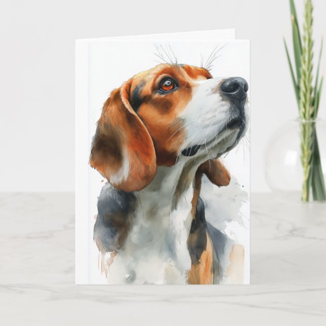 Tarjeta Beagle watercolor portrait (Anverso)