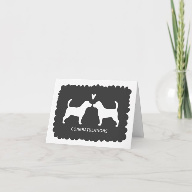 Tarjeta Beagles Boda Dog Lover Felicitaciones Felicitacion (Anverso)
