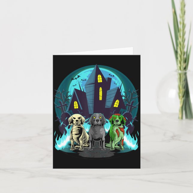 Tarjeta Beagles de Halloween Zombie Esqueleto Perro Beagle (Anverso)