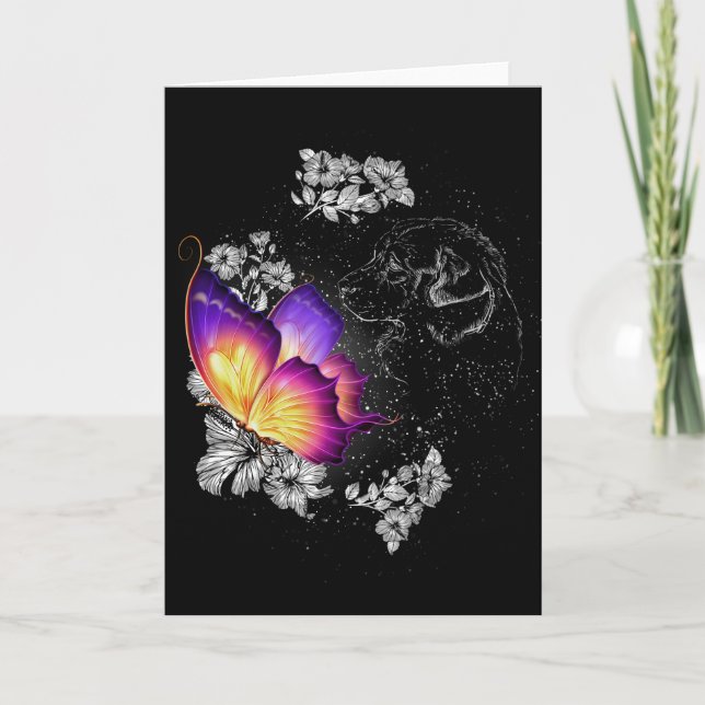 Tarjeta Beagles Perro Con Mariposa Perro En El Cielo Memor (Anverso)