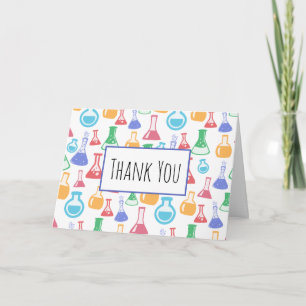 Tarjeta Beakers and Flask Fun Science Pattern Gracias