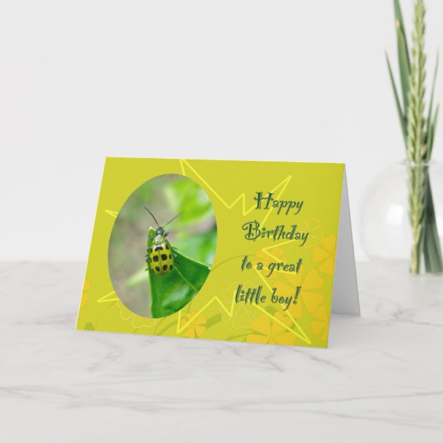 Tarjeta Bean Beetle Little Boy Birday Card (Anverso)