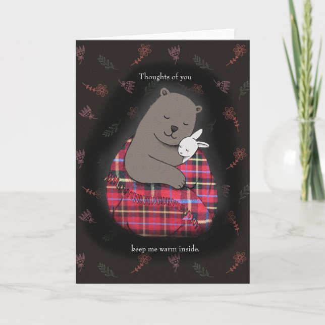 Tarjeta Bear Bunny Love Pareja Valentine Cute (Anverso)