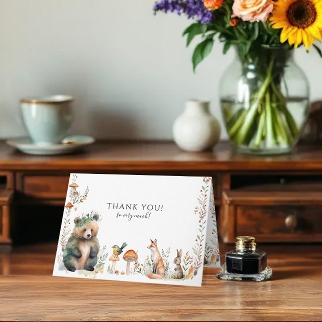 Tarjeta Bear Forest Cute Animals Deer Woodland Baby Shower (Subido por el creador)
