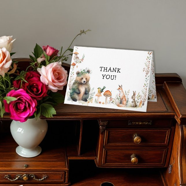 Tarjeta Bear Forest Cute Animals Deer Woodland Cumpleaños (Subido por el creador)