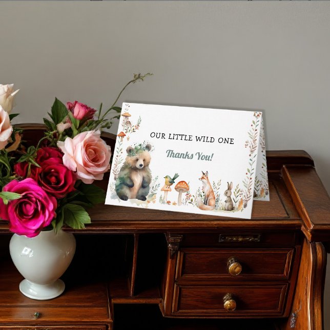 Tarjeta Bear Forest Cute Animals Deer Woodland Wild One (Subido por el creador)