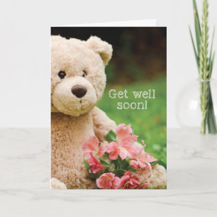 Tarjeta Bearable Bear de peluche con flores, religioso