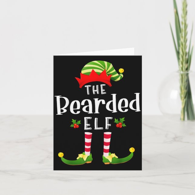 Tarjeta Bearded Christmas Elf Matching Pajama X-mas Party  (Anverso)
